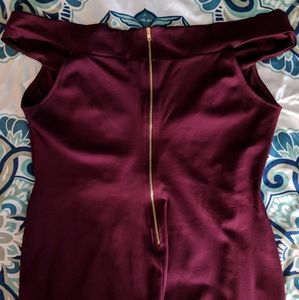 Rich Wine Cocktail Off the Shoulder Dress